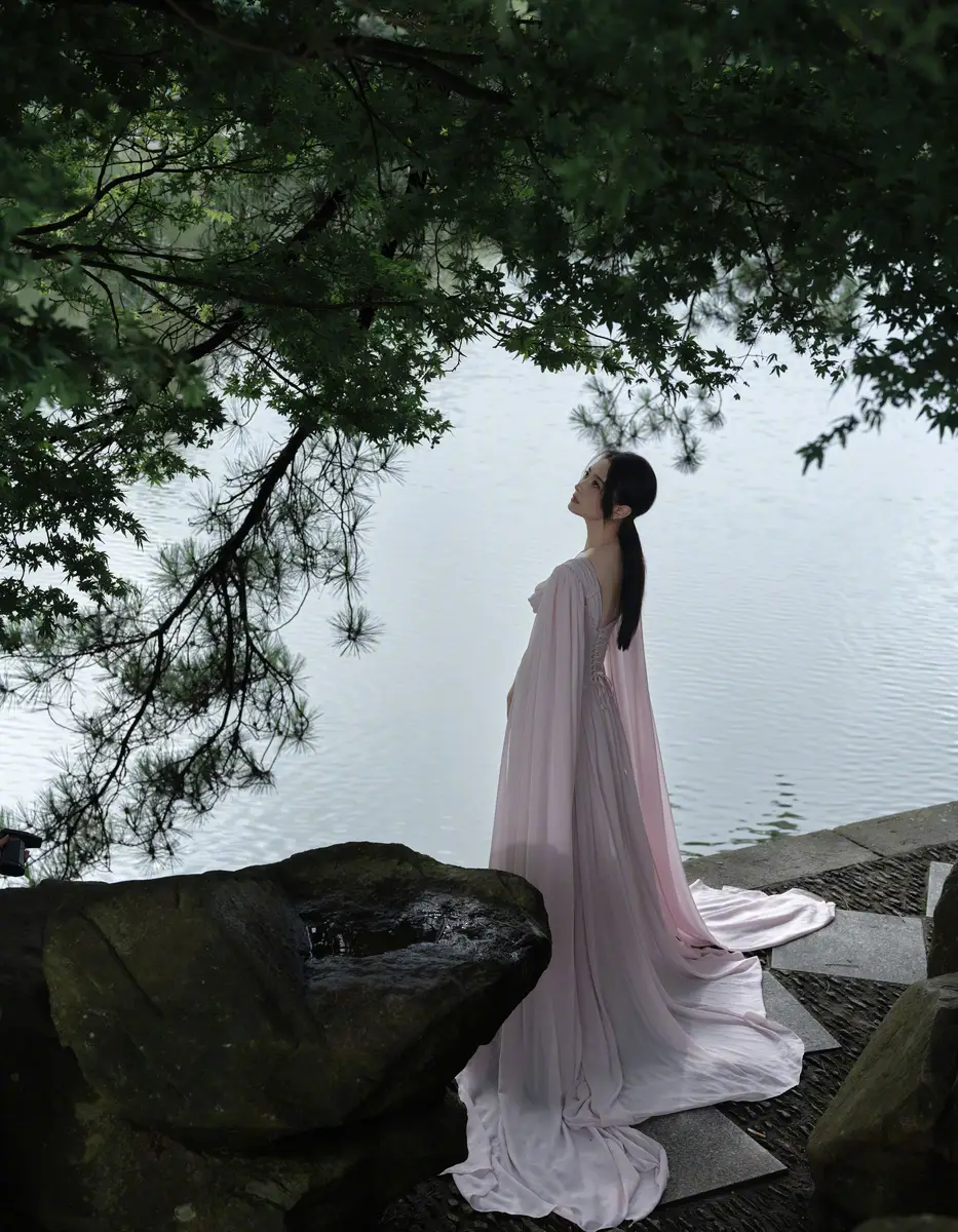 a4 | 光影旅途 蒋勤勤的优雅瞬间:紫色长裙与梦幻背景 | 光影旅途
